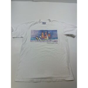 Vintage Lake Chautauqua NY Tshirt Destination Vacation Adult Medium Made In USA